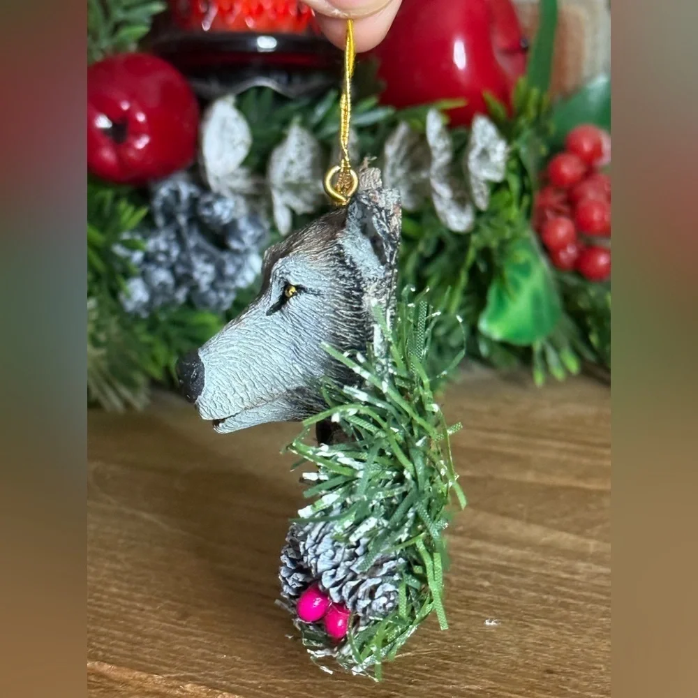 Wolf Christmas Ornament with Seattle Sign Made in USA Artisans